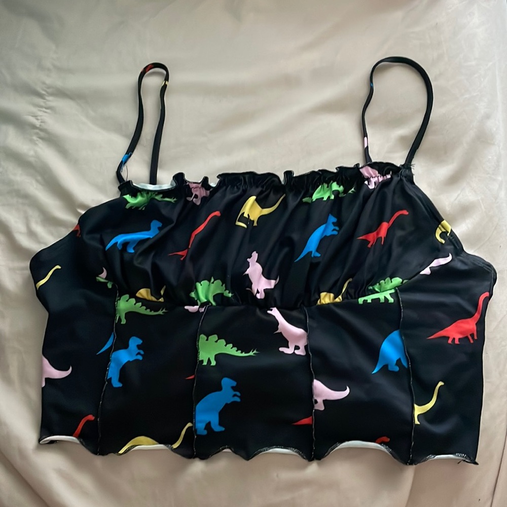 Cute dinosaur cropped tank top